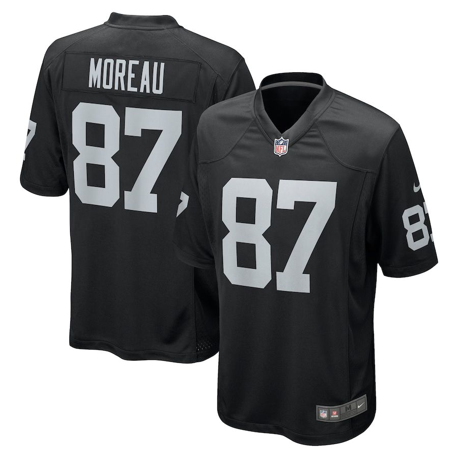 Men Oakland Raiders 87 Foster Moreau Nike Black Game NFL Jersey